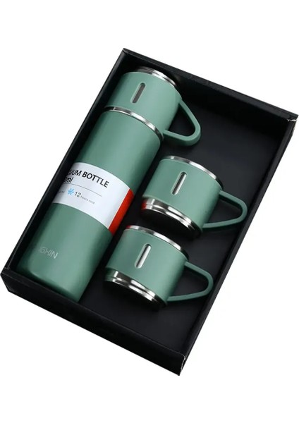 Üç Bardaklı Vacuum Flask Set Özel Kutulu Paslanmaz Çelik Termos Seti 500 ml fiyatları