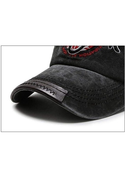 Kadın Siyah Yazılı ve Baskılı Yıkamalı Kep Şapka fırsatları