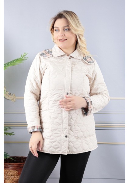 Baharlık Kapüşonlu Kapitone Mont Içi Ekoseli Kapitone Mont Büyük Beden Mont, Su Itici Mont, Lacivert fırsatları