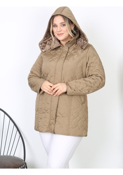 Su Itici Mont, Kapitone, Büyük Beden, Kapüşonlu, Içi Yumuşak Kürklü, Kışlık Mont fırsatları