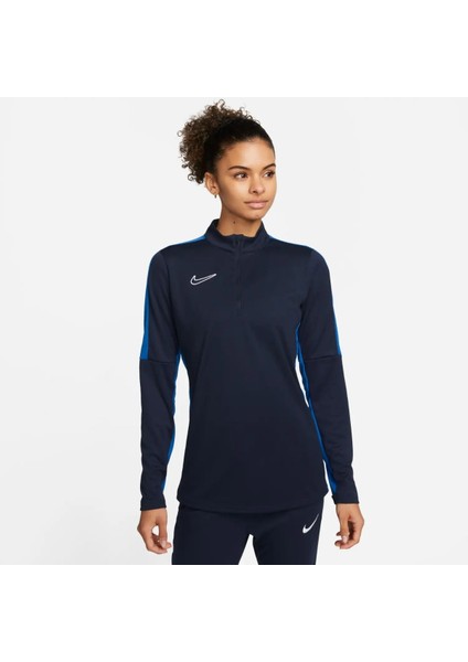 Dri Fit Academy Kadın Lacivert Dik Yaka Uzun Kol Tişört
