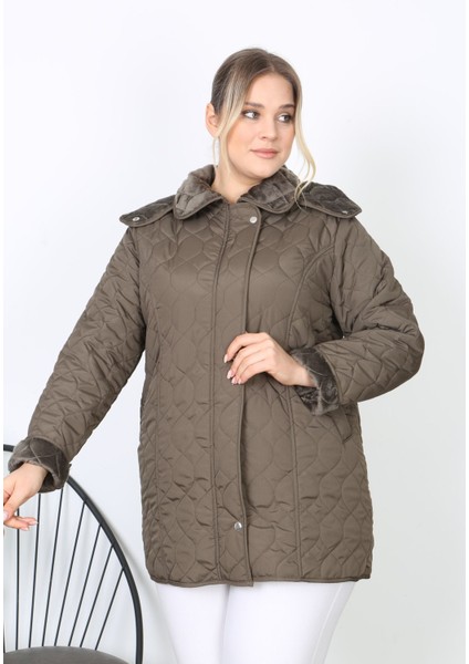 Su Itici Mont, Kapitone, Büyük Beden, Kapüşonlu, Içi Yumuşak Kürklü, Kışlık Mont fiyatları