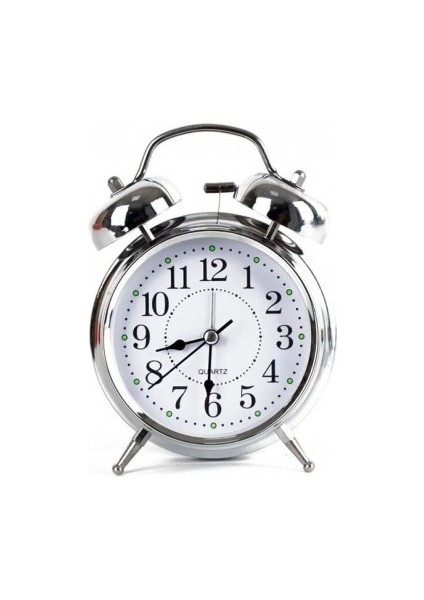 Gümüş Renk Metal Çalar Masa Saati
