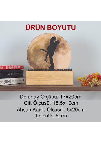 LED Işıklı Pleksi Dolunay Kişiselleştirilebilir Biblo Estimado Kucaklaşan Çift Anahtar Askılığı