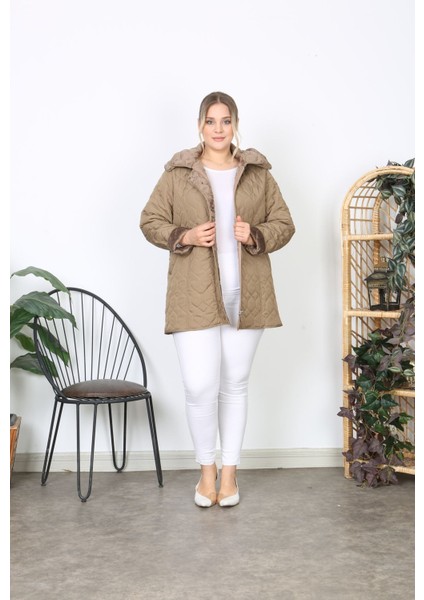 Su Itici Mont, Kapitone, Büyük Beden, Kapüşonlu, Içi Yumuşak Kürklü, Kışlık Mont indirimleri