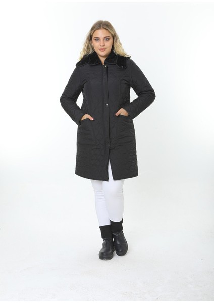 İthal Yumuşak Kürklü Mont, Büyük Beden , Tavşan Tüylü Kaban, Su Itici Mont,kapitone Mont,diz üstü