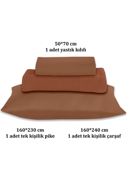 % 100 Doğal Pamuk 4 Kat Müslin Lüks Tek Kişilik Pike Takımı Açık Kiremit 160X230CM indirimleri