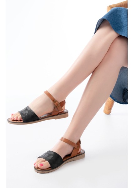 Bayan Sandalet 205-012 Siyah Ortopedik Hakiki Deri Kadın Sandalet fırsatları