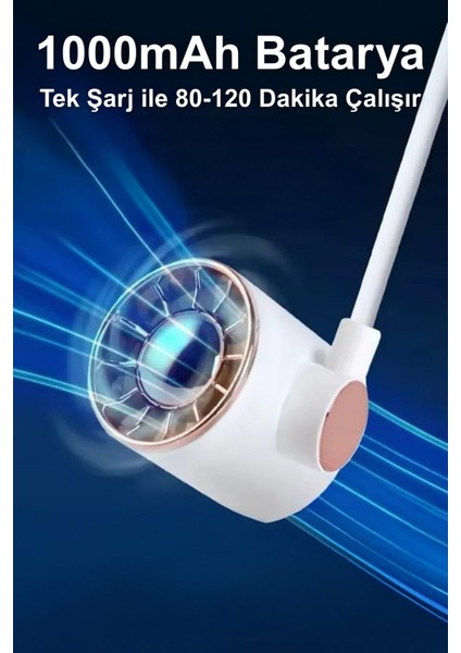 Taşınabilir USB Şarjlı 3 Kademeli Ergonomik Boyun Fanı Vantilatör Soğutucu ZB135 fırsatları