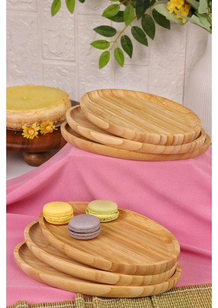 6'lı Yuvarlak Servis Tabağı Seti – Kahvaltı, Pasta ve Sunum Tabakları Büyük