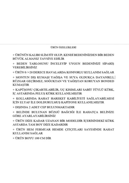 Kadın Suya Dayanıklı Büyük Beden Mont Kapüşonlu Uzun Siyah Mont Bonded Kumaş Içi Kürklü Mont indirimleri