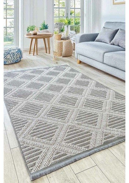 Lola Bukleli Dokuma Iskandinav Gri Modern Kaymaz Salon Halısı Mutfak Halısı Çocuk Halısı Yolluk