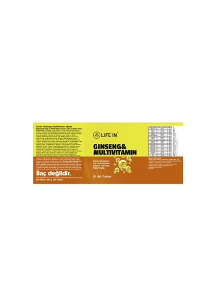 Ginseng & Multivitamin Tablet – Zihinsel ve Fiziksel Enerji Desteği, 60 Tablet fiyatları