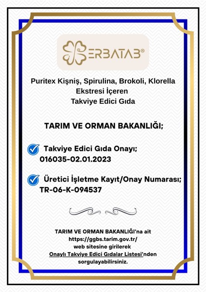 Puritex (Kişniş - Spirulina - Brokoli - Klorella) 60 Kapsül