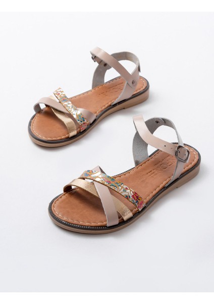 Bayan Sandalet 205-015 Bej Garni Ortopedik Hakiki Deri Kadın Sandalet indirimleri