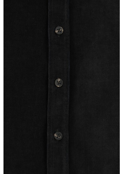 Uzun Kol Slim Fit Dar Kesim Kadife Pamuklu Düğmeli Yaka Gömlek modelleri