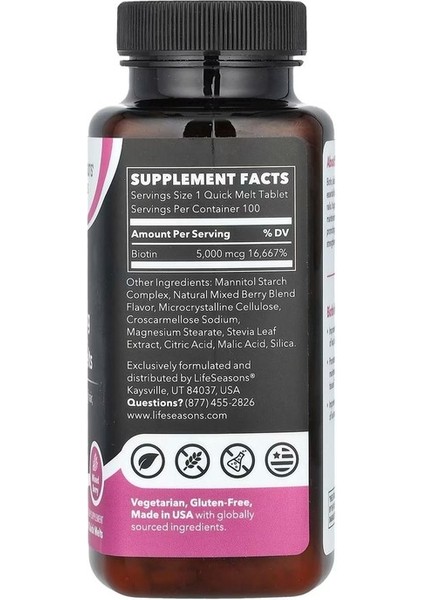Biotin 5000 mcg Quick Melts 100 Kapsül fiyatları