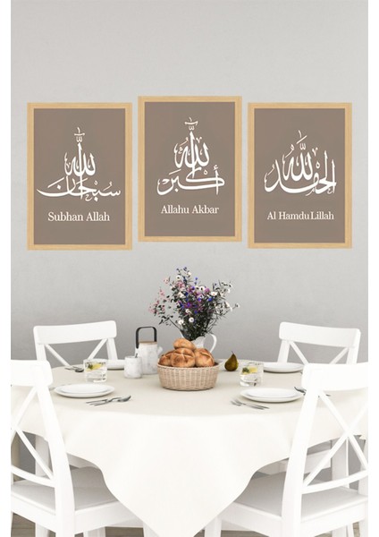 🖼️ "subhanallah, Elhamdülillah, Allahu Ekber" Yazılı 3’lü Çerçeve Görünümlü Tablo Seti🌙 CRVS1241 indirimleri