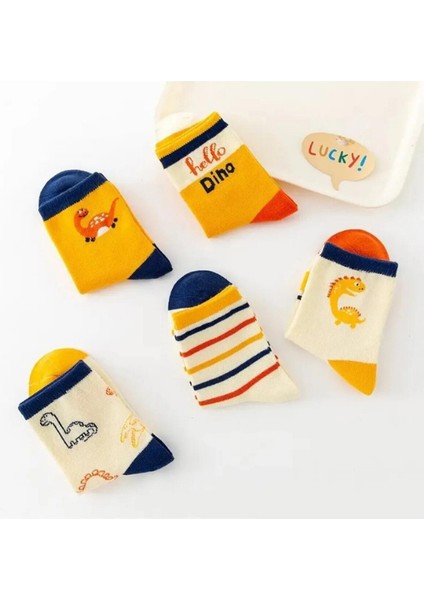 5 Çift Dinazor Desenli Bebek Çorap ve Çocuk Çorabı Özel Dinozor Serisi modelleri