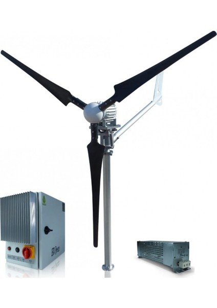 Set 2000W 48V Windsafe Korumalı Rüzgar Türbini + Wind Pro Şarj Kontrol Cihazı Ista-Breeze