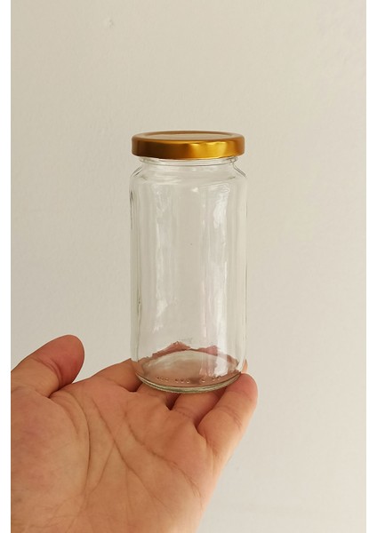 244 ml Kavanoz Metal Gold Konserve Kapaklı 244 cc Şeffaf Uzun Cam Kavanoz 1 Adet fiyatları