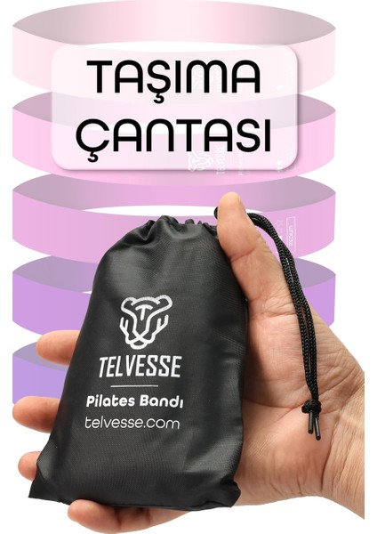 5’li Pilates Direnç Bandı Seti Taşıma Çantalı Lateks Egzersiz Squat Fitness Loop Bant - Pembe modelleri