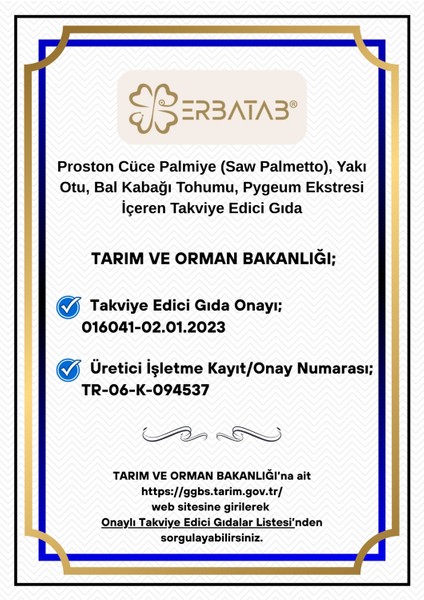 Proston (Cüce Palmiye- Yakı Otu - Bal Kabağı Tohumu- Pygeum Ekstresi) 60 Kapsül