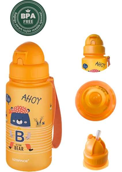 Cute Bear Baskılı Korsan Temalı 400 ml Suluk / Matara