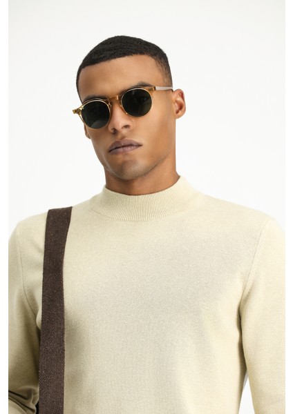 Yarım Balıkçı Yaka Regular Fit Pamuklu Triko Kazak fırsatları