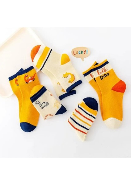 5 Çift Dinazor Desenli Bebek Çorap ve Çocuk Çorabı Özel Dinozor Serisi fiyatları