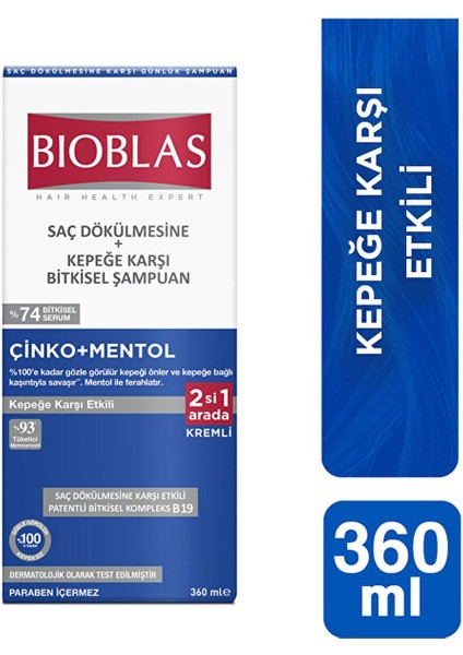 Çinko + Mentol Saç Dökulmesi ve Kepeğe Karşı Şampuan 360 ml fiyatları