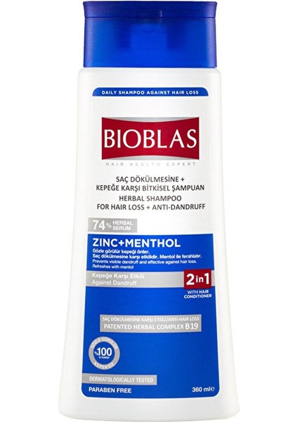 Çinko + Mentol Saç Dökulmesi ve Kepeğe Karşı Şampuan 360 ml modelleri