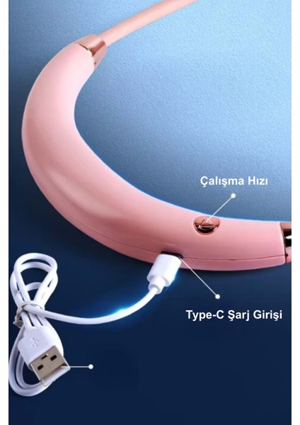 Taşınabilir USB Şarjlı 3 Kademeli Ergonomik Boyun Fanı Vantilatör Soğutucu ZB135 modelleri