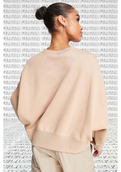 Sportswear Essential Collection Fleece Oversized Crew Kadın Sweatshirt Bej fiyatları