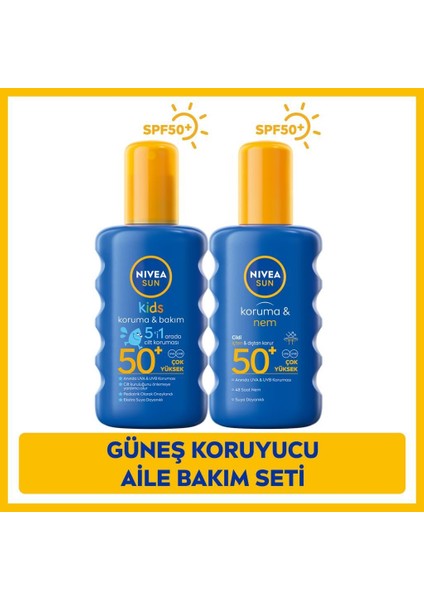 Sun SPF50 Yüksek Güneş Koruyucu Vücut Sprey 200ML ve Çocuklar Için Hassas Güneş Koruyucu Sprey 200ML