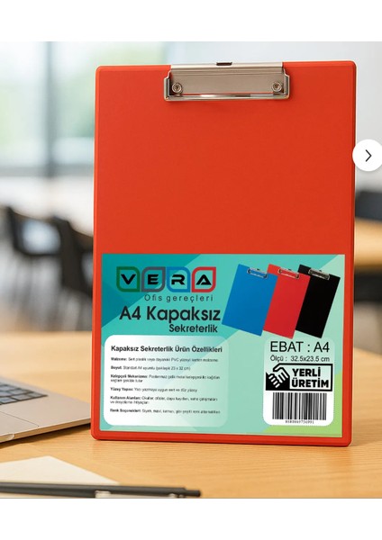 Kapaklı Sekreterlik A4 – 32,5 x 23 cm Dayanıklı Dosyalama ve Yazı Altlığı