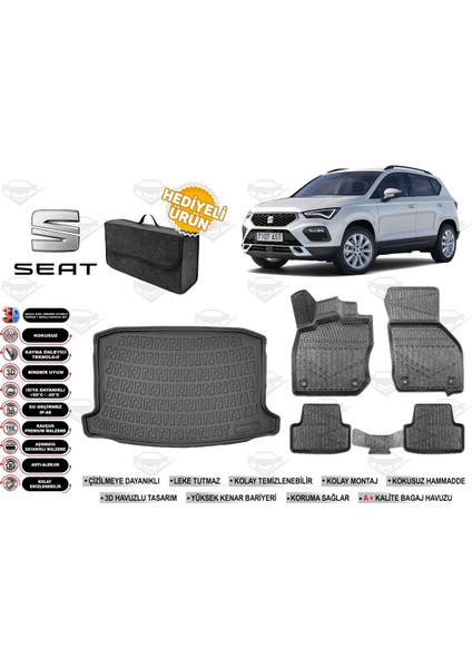 Seat Ateca 4x2 2022 Model Bagaj Havuzu+4d Araca Özel Havuzlu Paspas Takımıı Rice
