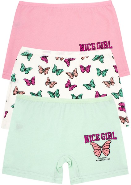 Kız Çocuk Boxer 3'lü Baskılı (%96 Pamuk - %4 Elastan)