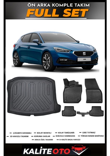 Seat Leon Bagaj Havuzu+4.5d Havuzlu Paspas Seti 2025 Model
