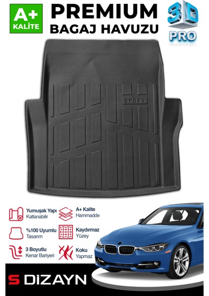 Bmw 3 Serisi F30 3D Pro Bagaj Havuzu 2012-2019 A+ Kalite