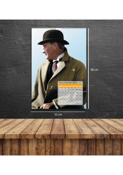 2026 Atatürk Duvar Takvimi-33X48 cm indirimleri