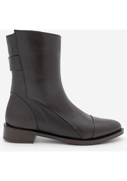 Kadın Hakiki Deri Günlük Bot Fermuarlı Tekas Kahve modelleri