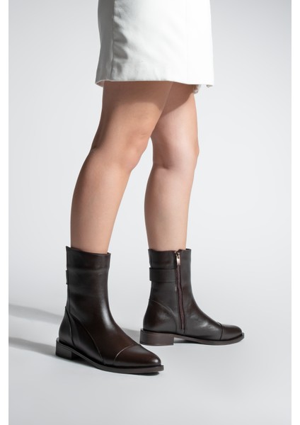 Kadın Hakiki Deri Günlük Bot Fermuarlı Tekas Kahve fırsatları