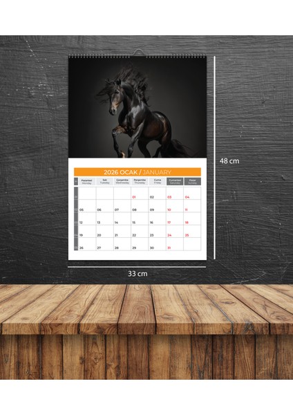 2026 Hors At Duvar Takvimi