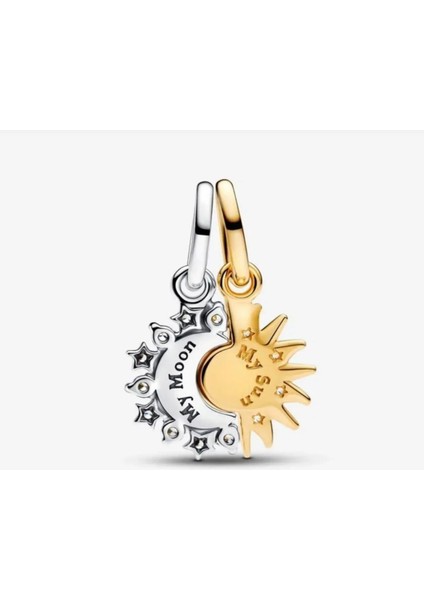 Zirkon Taşlı Ayrılabilir Güneş ve Ay Sallantılı 925 Ayar Charm fiyatları