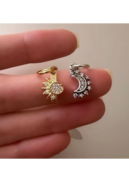 Zirkon Taşlı Ayrılabilir Güneş ve Ay Sallantılı 925 Ayar Charm indirimleri