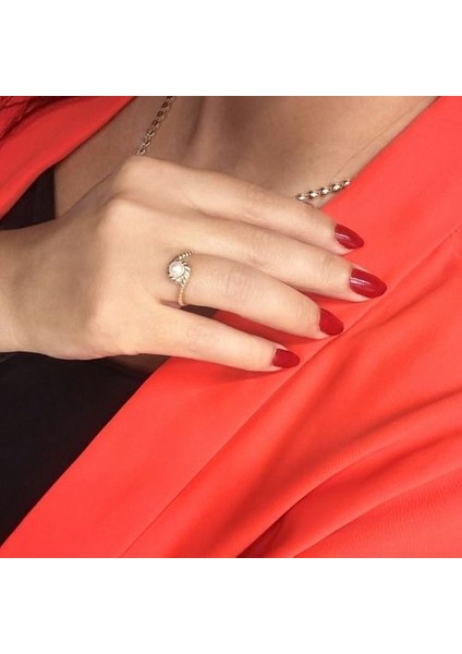 14 Ayar Gerçek Incili Altın Yüzük - 5 mm Inci