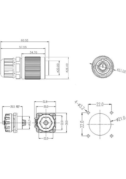 YW-20-J02PE-03-001A 2-Pin Su Geçirmez Konnektör - Dişi fiyatları