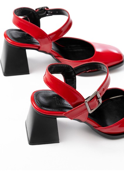 Kadın AYAKKABIİNF-40450 Beyaz Rugan Günlük Arkası Açık Topuklu Bayan Ayakkabı fırsatları