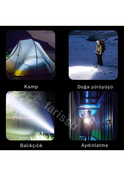 RT-171 1000 Lümen 50W Şarjlı LED El Feneri – 5 Modlu, Teleskopik Odaklamalı, Suya Dayanıklı